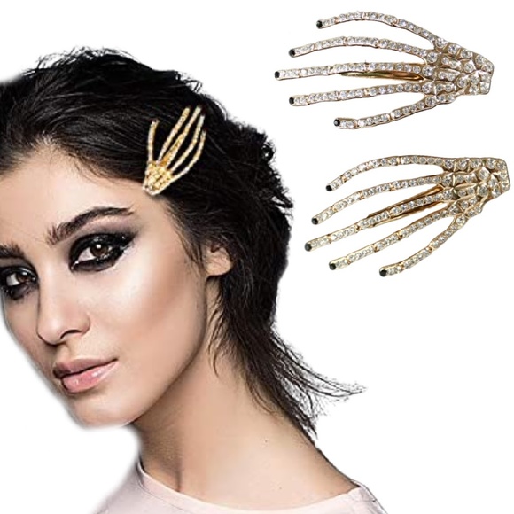 C&C California Accessories - Rhinestone Skeleton Hand Hair Clips NEW WITH TAGS Set of 2 NWT Morbid Glamour